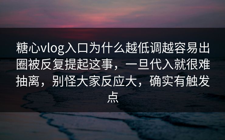 糖心vlog入口为什么越低调越容易出圈被反复提起这事，一旦代入就很难抽离，别怪大家反应大，确实有触发点  第1张