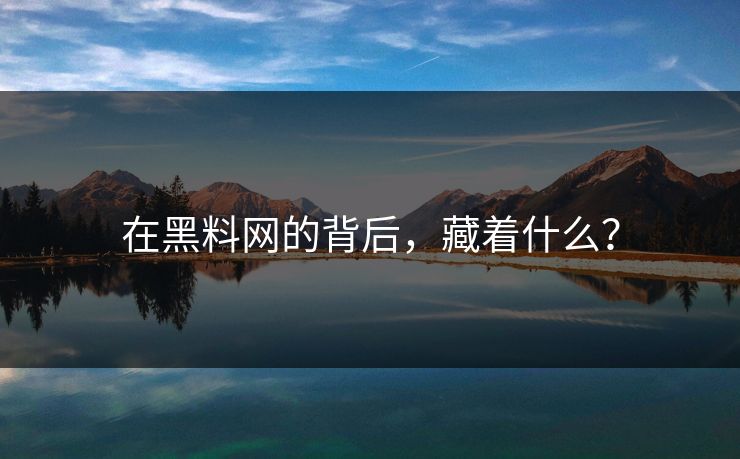 在黑料网的背后，藏着什么？