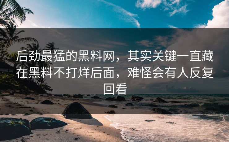 后劲最猛的黑料网，其实关键一直藏在黑料不打烊后面，难怪会有人反复回看
