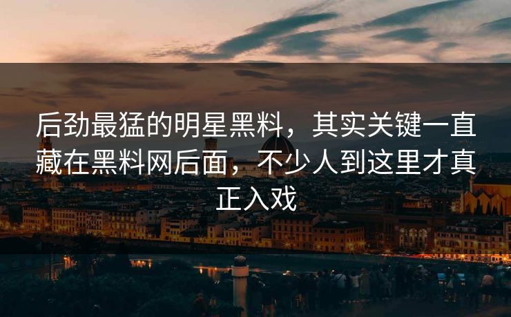 后劲最猛的明星黑料，其实关键一直藏在黑料网后面，不少人到这里才真正入戏