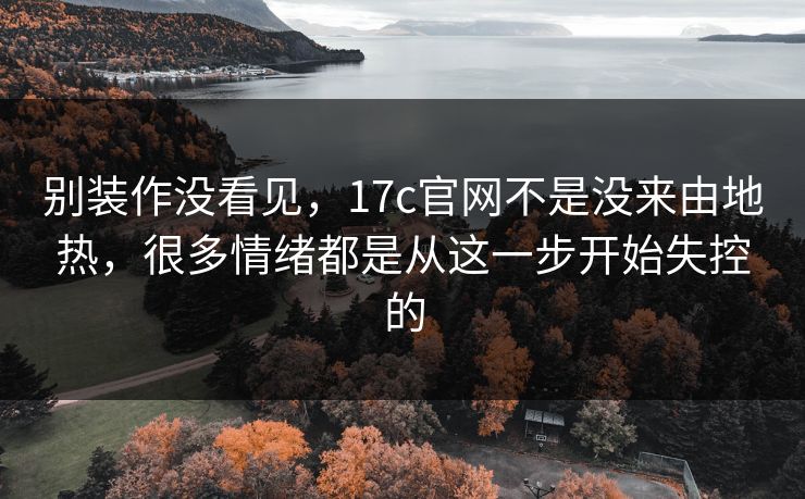 别装作没看见，17c官网不是没来由地热，很多情绪都是从这一步开始失控的