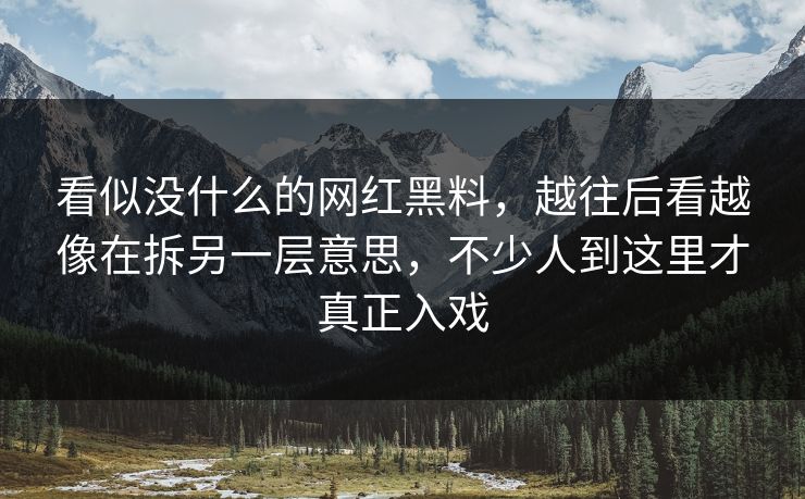 看似没什么的网红黑料，越往后看越像在拆另一层意思，不少人到这里才真正入戏