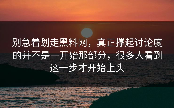 别急着划走黑料网，真正撑起讨论度的并不是一开始那部分，很多人看到这一步才开始上头