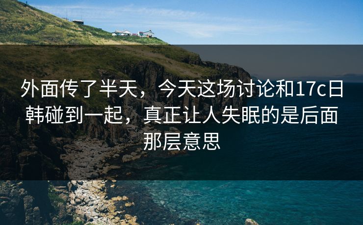 外面传了半天，今天这场讨论和17c日韩碰到一起，真正让人失眠的是后面那层意思