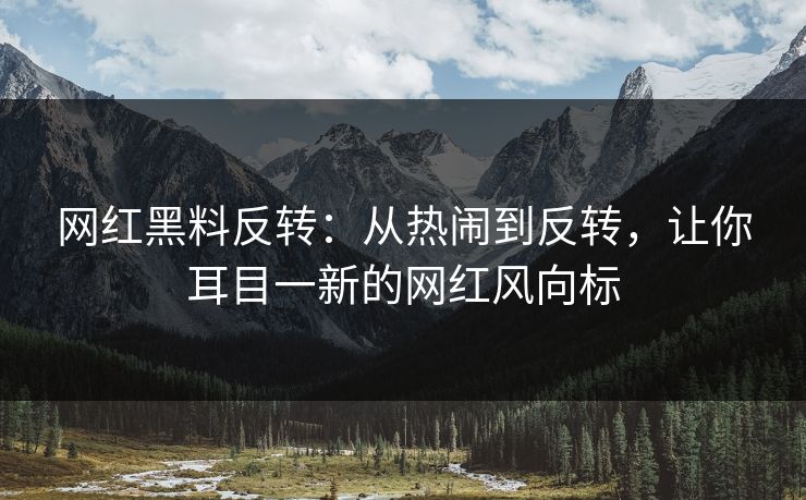 网红黑料反转：从热闹到反转，让你耳目一新的网红风向标
