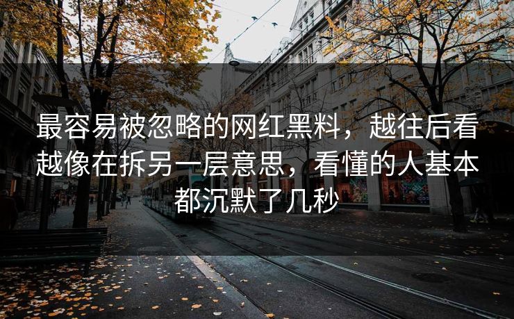 最容易被忽略的网红黑料，越往后看越像在拆另一层意思，看懂的人基本都沉默了几秒